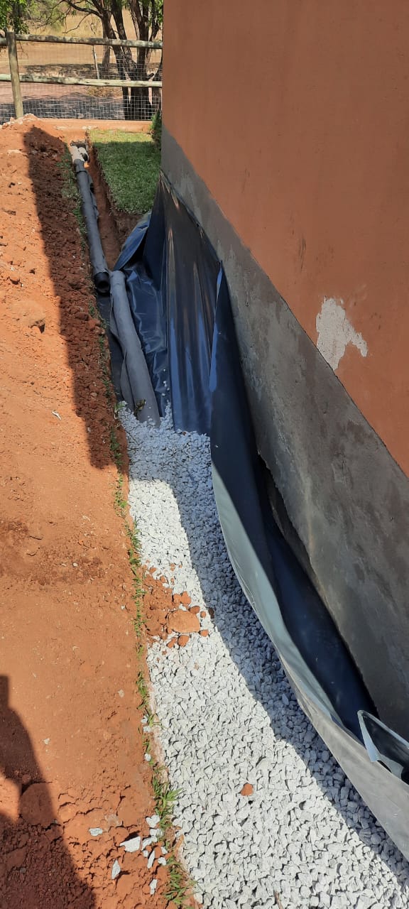 New yard drains and trench preparation