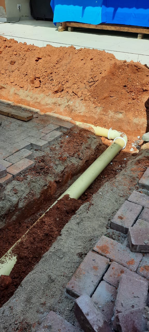 Drain line with inspection inlets installed