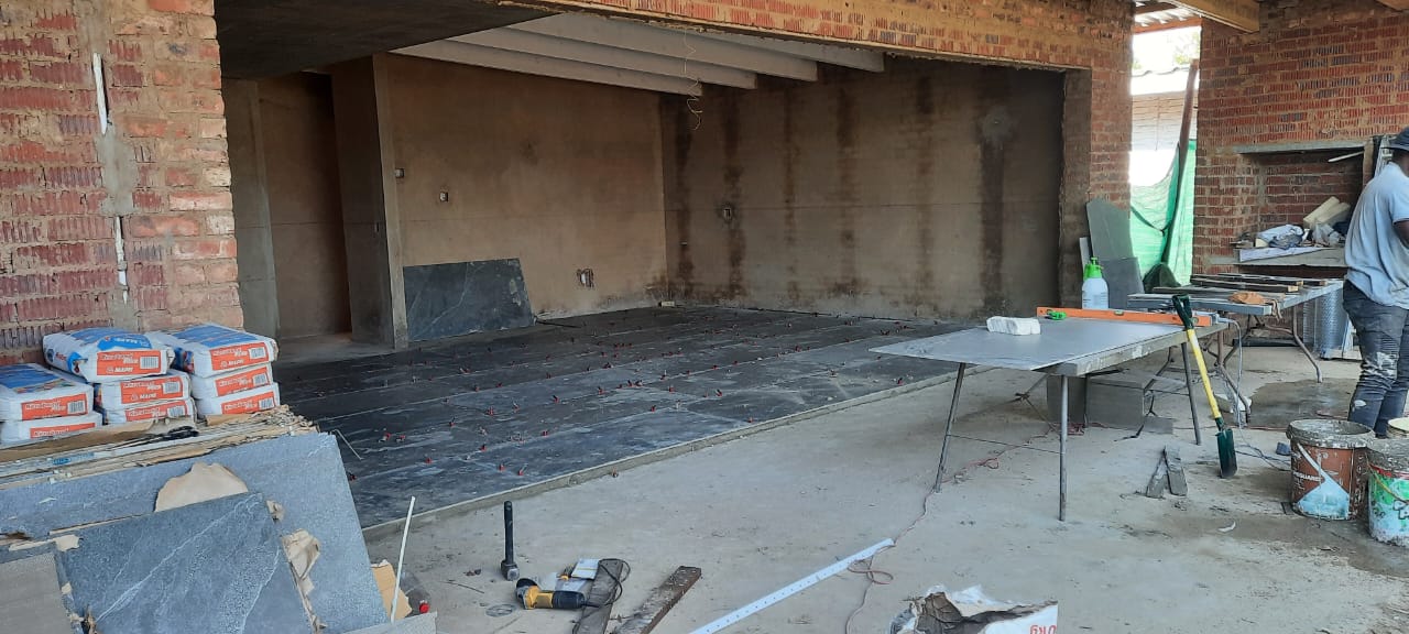 Completed tiling section